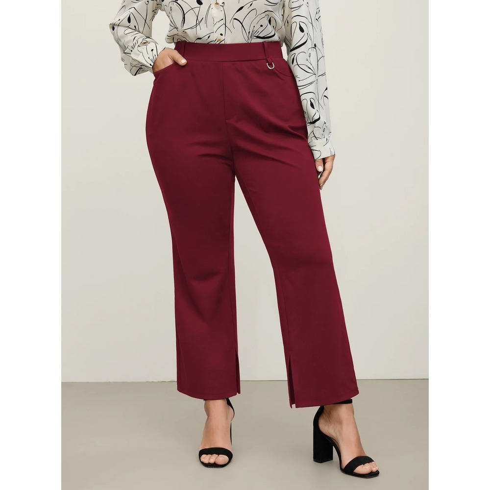 NWT BloomChic Scarlet Burgundy Elastic Waist Pull-On Pants Ankle Slit Sz 12